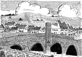 klikni za uvećanje Kasapčića most u Užicu podignut u XVII veku, srušen 1944.