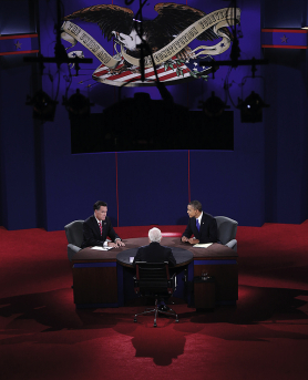 klikni za uvećanje KO KOLIKO LAŽE: Treći i poslednji TV-duel Mita Romnija i Baraka Obame<br><br>fotografije: reuters