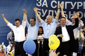 klikni za uvećanje STRANKE I KOALICIJE U KAMPANJI 2012: DS (V. Jeremić, R. Ljajić, B. Tadić),...<br><br>foto: reuters