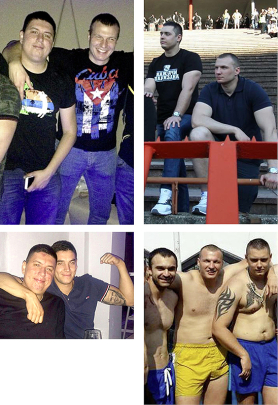klikni za uvećanje DEO DRUŠTVA SA STADIONA: Aleksandar Vidojević i Aleksandar Stanović (gore, levo); Veljko Belivuk i Aleksandar Stanković (gore, desno); Aleksandar Vidojević i Nemanja Srećković (dole, levo); Boris Karapandžić, Aleksandar Stanković i Veljko Belivuk (dole, desno)<br><br>foto: krik
