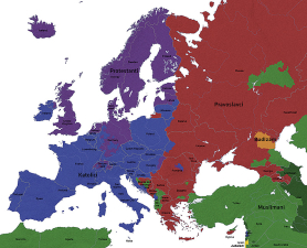 klikni za uvećanje Mapa većinskih religija u Evropi
